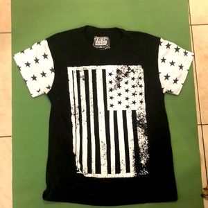 Black and white striped flag t-shirt Medium
